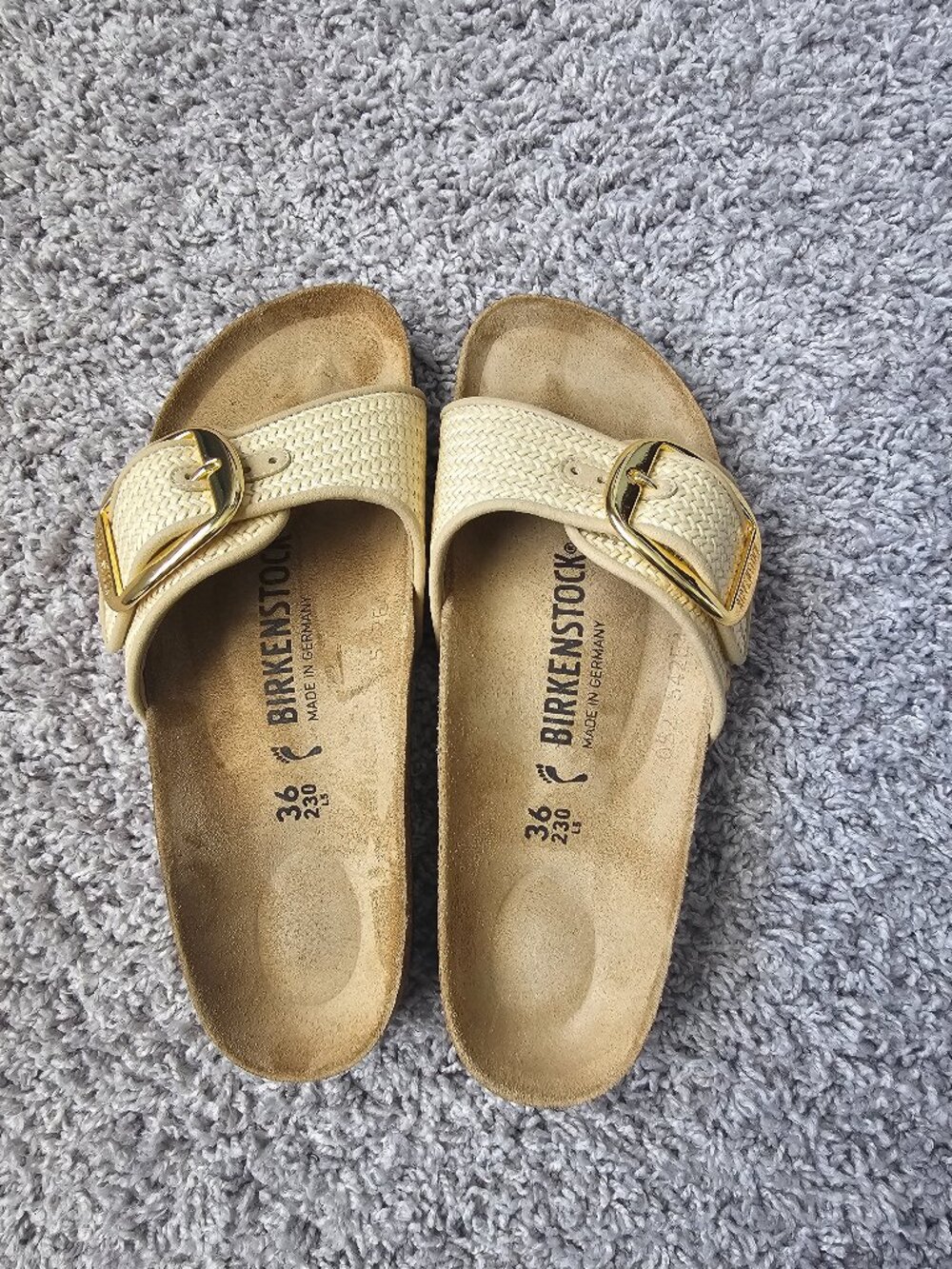 Birkenstock Madrid Big Buckle Raffia size 36 in Raffia Naturale